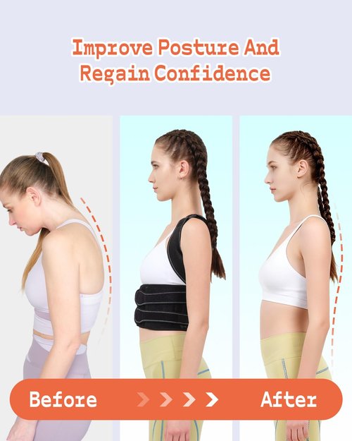 BAREKE Back Brace Posture Corrector for Women and Men: 2-in-1 Posture Support with Shoulder Brace and adjustable Back Height for Spine Neck Shoulder Clavicle and Back Pain Relief