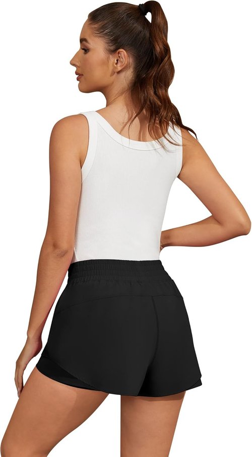 FireSwan Women's 2-in-1 Running Shorts - High Waisted, Quick Dry, Flowy Athletic Design with Pockets
