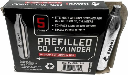 Hawki CO2 12 gram Cartridges for Air Guns/Airsoft Pistols/Paintball Gun (5 Pack)