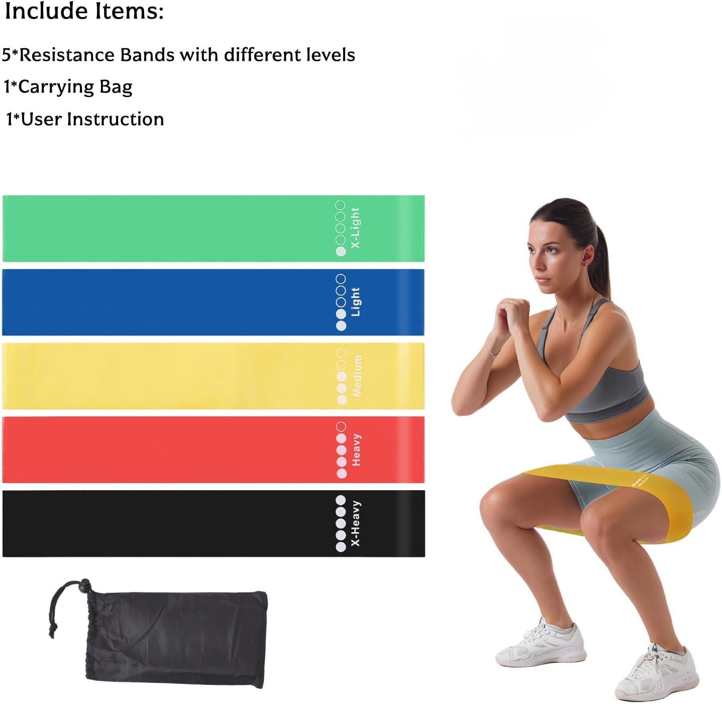 Skiennix Resistance Loop Bands - Non-Slip TPE Exercise Bands for Yoga & Strength Training | 5 Pack