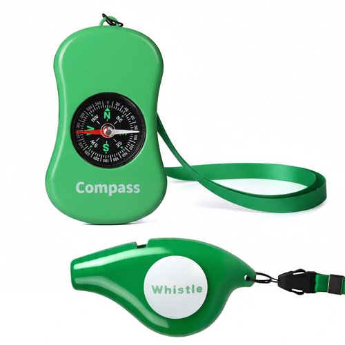 Kids Explorer Kit Compass Toy | Essential Outdoor Adventure Gear (Compass & Whistle Included) | Develops Sense of Direction, Gift for Boys & Girls（Green-com*Whistle）