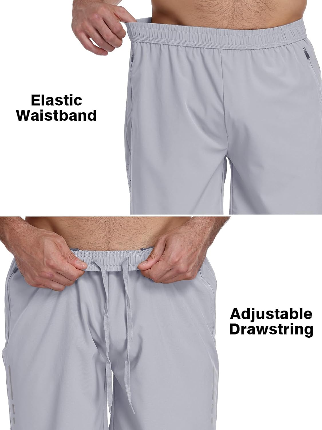 Skiennix Men's Athletic Gym Shorts - Lightweight Quick-Dry Workout Shorts with 3 Zipper Pockets | 7" Length