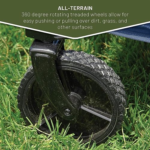 TIMBER RIDGE Blue Collapsible Folding Wagon Cart - Heavy Duty Utility Beach Garden Camping Grocery