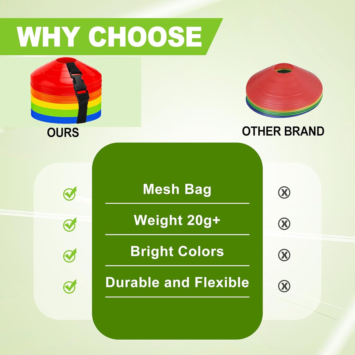 **Ashsajkd Agility Soccer Cones Set - 25/50/100 Cones with Carry Bag for Football & Basketball Training**