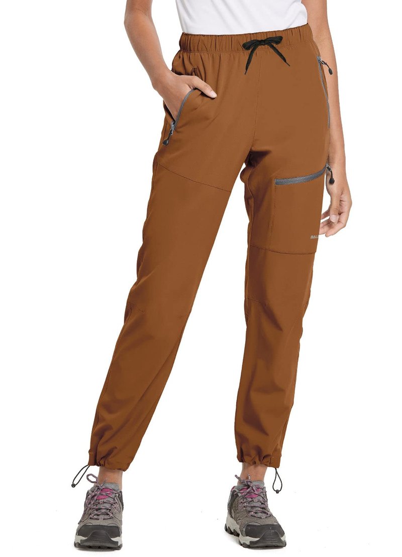 baleaf Travel Pants Women Hiking Long Tall Lightweight Quick Dry Water Resistant Cargo Pants 31'' Trip 31''-Caramel 2XL