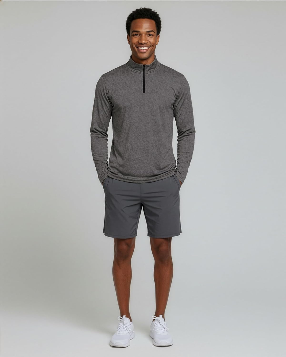Real Essentials Men's Dry-Fit Active Quarter Zip Pullover - 3 Pack | Long Sleeve, Big & Tall Options