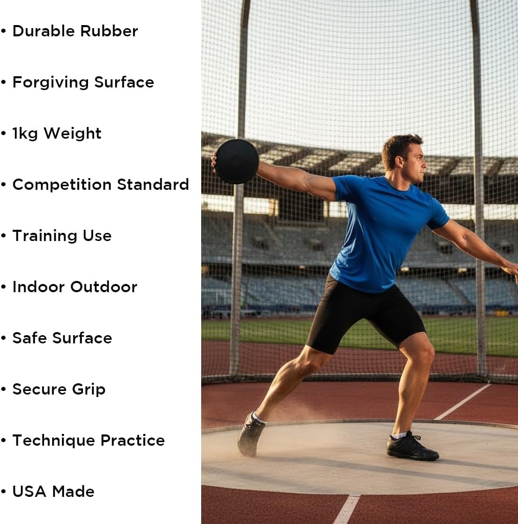 Skiennix Black Rubber Discus - Durable 1 Kilogram for Optimal Practice Performance