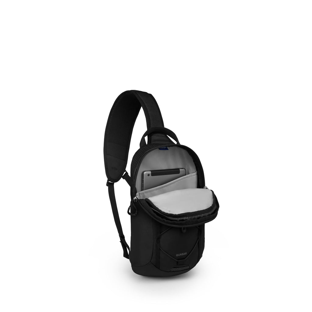 Osprey Quasar Shoulder Sling Bag - Everyday Crossbody Backpack with Laptop Sleeve, Bottle Pocket, & Phone Pocket, Black