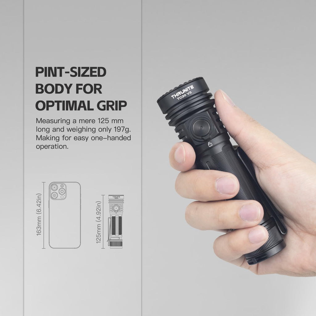 ThruNite TC20 V3 LED Rechargeable Flashlight, 4720 High Lumens Super Bright Powerful Handheld Light, USB-C Charging Tactical Flash Light with Battery, IPX8 Waterproof Torch for Camping, and Emergency
