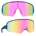 MAXJULI Polarized Sunglasses for Men Women,Windproof Outdoor Sports Cycling UV400 Protection Semi-Rimless Sun Glasses (Solid Blue to Half Transparent Pink/Pink Lens)