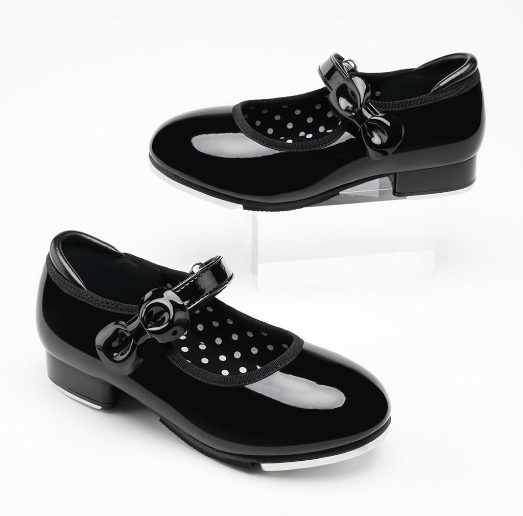 Stelle Girls Tap Shoes - PU Leather Dance Shoes with Easy Strap | Toddler to Big Kid Sizes