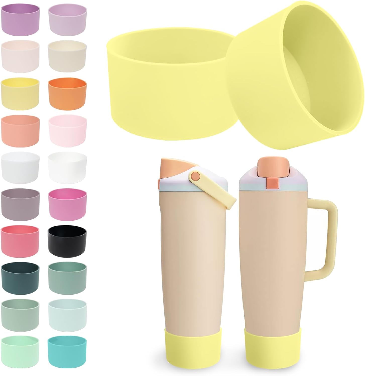 Owala Silicone Boot Set - Non-Slip, Scratch-Resistant Stability Enhancer for 30oz & 40oz Bottles | Yuzu Yellow