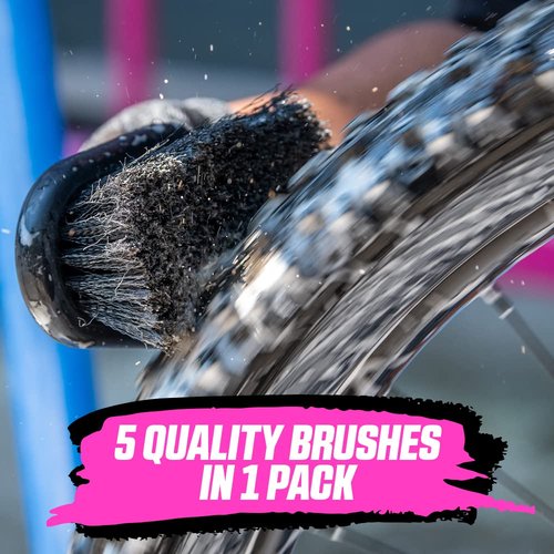 Muc-Off Bike Wash Drivetrain Essentials Kit with 5 Piece Premium Brush Set - Clean, Protect & Lube Your Bicycle