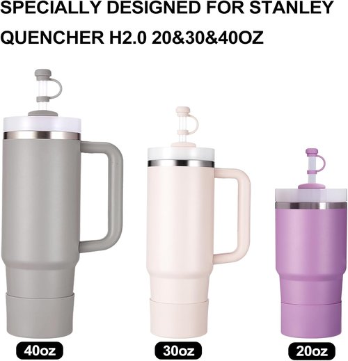 HYZ Silicone Spill Proof Stopper Set - 8 Piece Accessories for Stanley H2.0 Tumblers | Ash Color