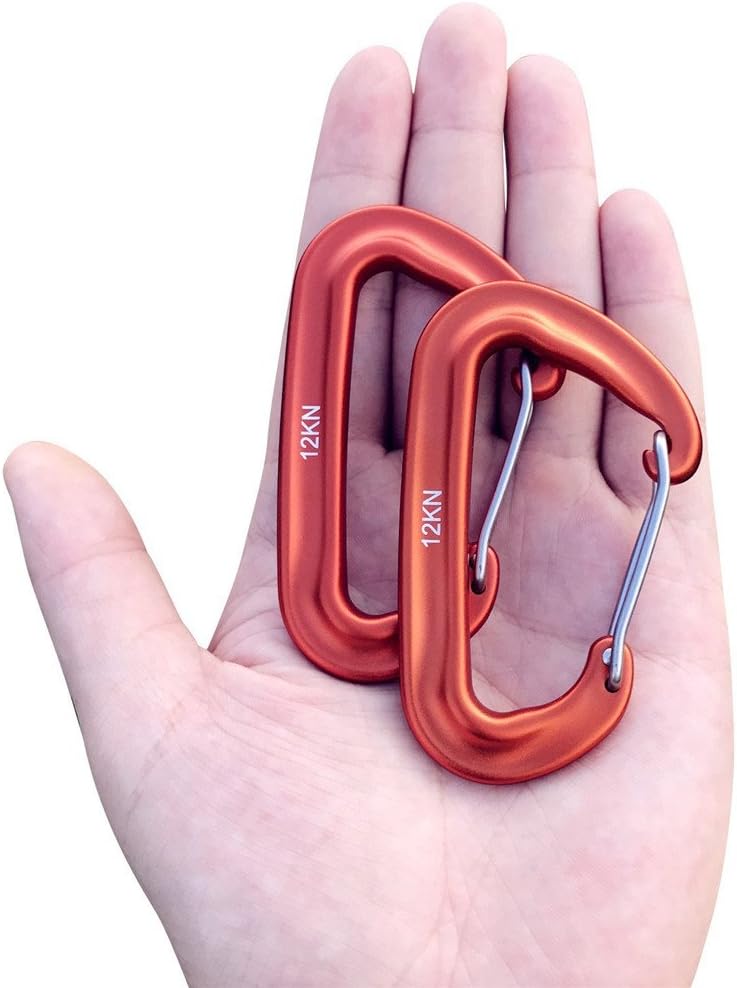 Skiennix 12KN Heavy Duty Carabiner Clips - Lightweight Aluminium Wiregate for Camping & Hiking