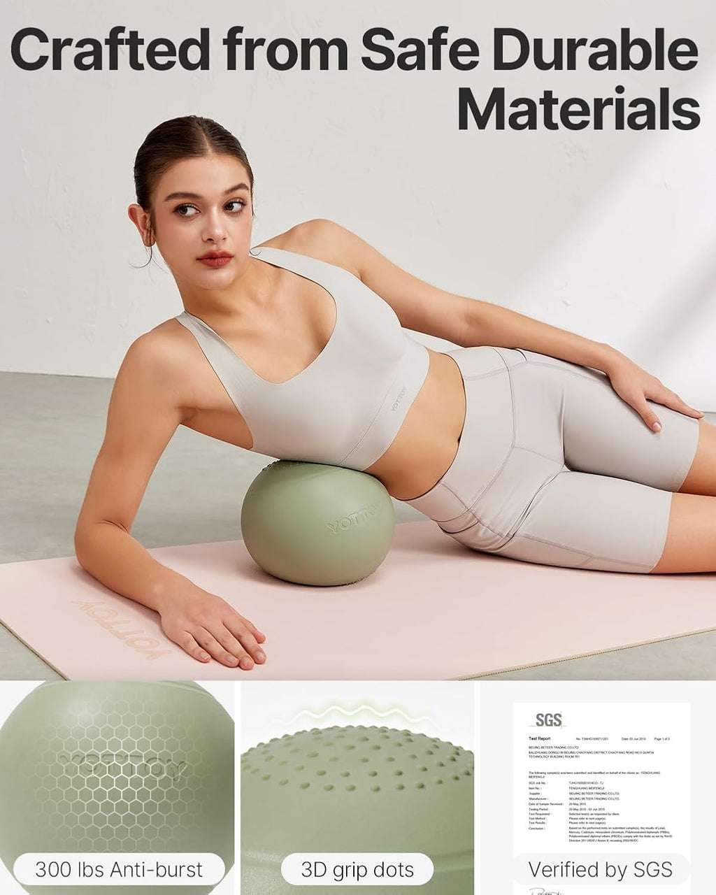 YOTTOY 9-Inch Pilates Ball - Anti-Burst Small Exercise Ball for Yoga, Physical Therapy & Home Workouts
