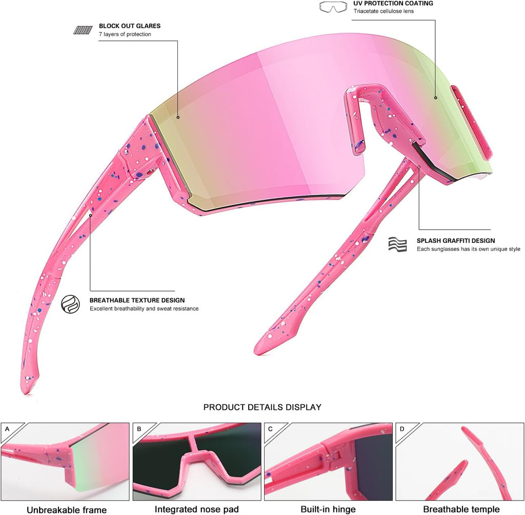 SEKKAF Youth Baseball Sunglasses for Boys Girls Age 6-12 Softball Cycling Sports Sunglasses for Kids Lightweight Frame