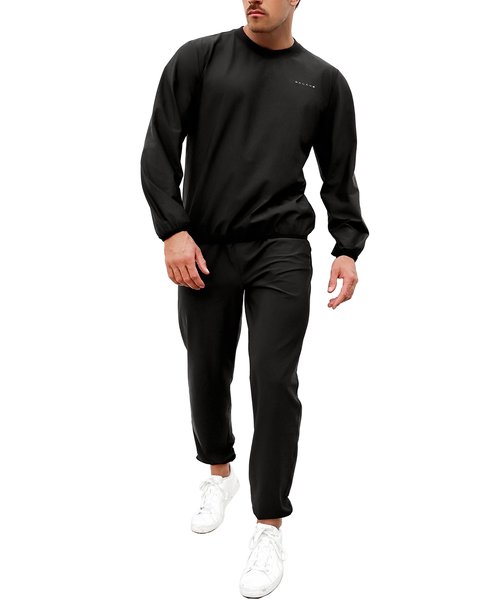 GALCHE Men's Sauna Suit 2-Piece Performance Sweatshirt and Pants Set for Weight Loss Workout Boxing (Black, Medium)