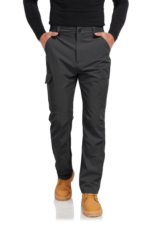 Mens Cargo Hiking Work Pants Water Resistant Tactical Casual Quick Dry Lightweight Construction Pants Dark Grey 38