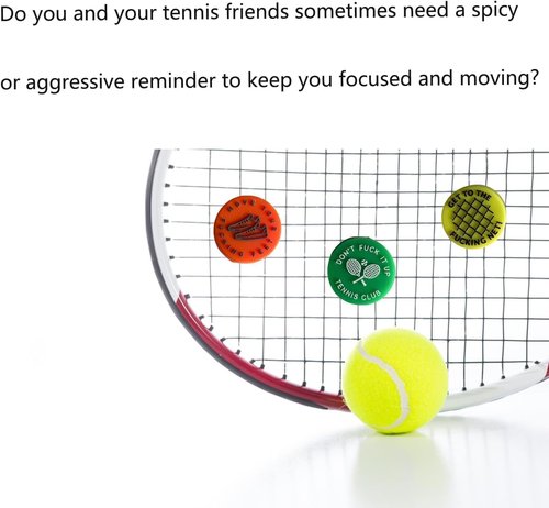 4 Pcs Colorful Spicy/Aggressive Reminder to Keep You On Your Tennis Game, Tennis Vibration Dampener, Tennis Racket Dampener, The Best Tennis Gift for Every Player and Team Tennis Vibration Dampeners
