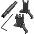 Iron Sights 45 Degree Offset Flip Up Sights with Red Green Fiber Optic Dots,Front and Rear Backup Sight Set for Picatinny Wea-ver Rails