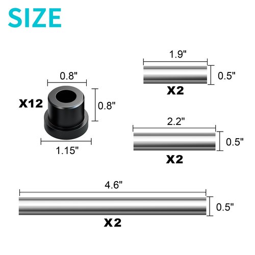 10L0L Golf Cart Complete Front Spring Bushing Sleeve Kit for Club Car Precedent 2004-up Golf Cart, Replacement OEM#102506401 102506601 102506301 102956201
