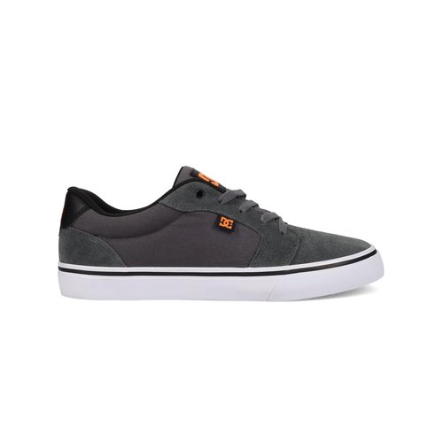 DC Men's Anvil Casual Skate Sneaker, Grey/Black/Orange, 7.5