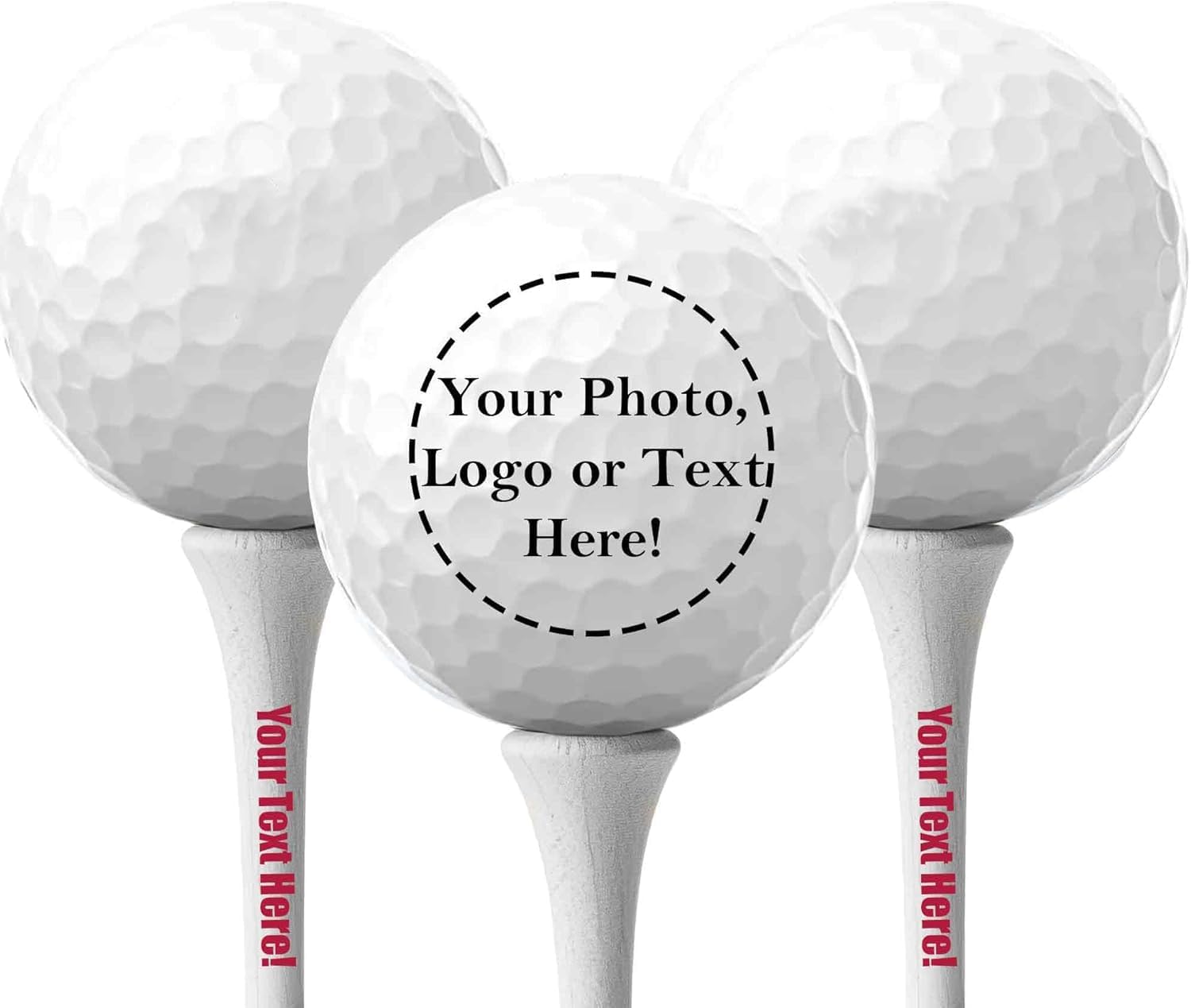 Titleist Pro V1 Golf Balls - Personalized Certified Refinished | Custom Photo, Logo & Text - 3 Pack with 20 Tees