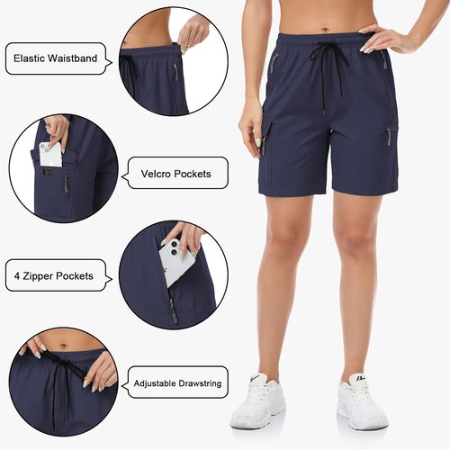 GymBrave Women's Hiking Shorts - Quick Dry Lightweight Cargo Design with Pockets for Outdoor Adventures