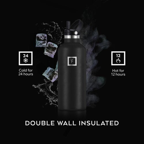 IRON °FLASK Camping & Hiking Hydration Flask with Straw, BPA-Free Insulated Stainless Steel Sports Water Bottle - 24 oz Cashmere Cream