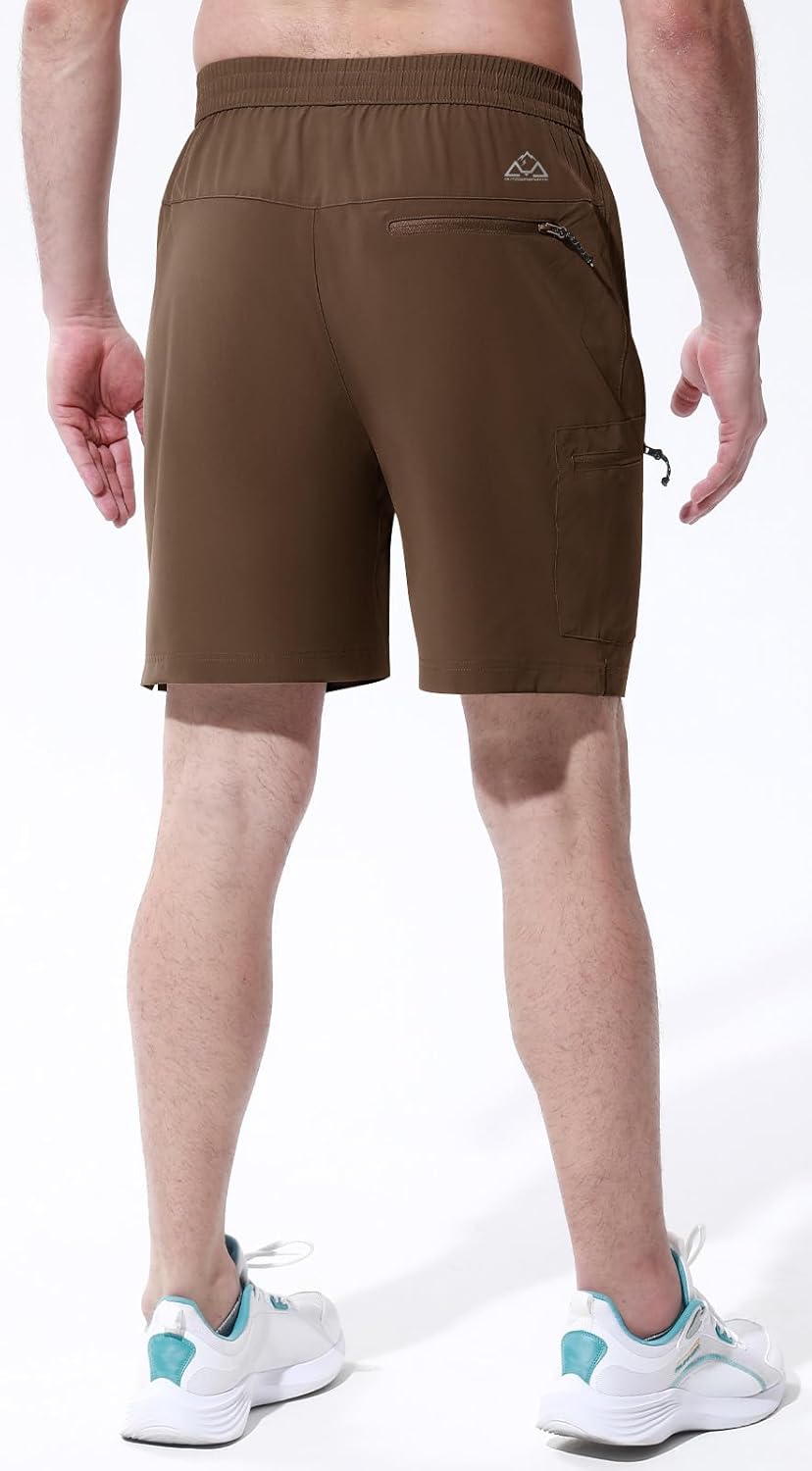 Rdruko Men's Quick-Dry Hiking Shorts - Lightweight Outdoor Activewear with Zipper Pockets