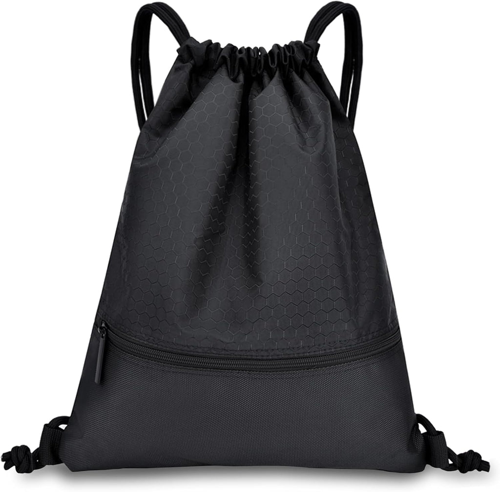 Skiennix Drawstring Backpack - Versatile Sports Gym Bag with Zip Pocket | 17'' x 13.8'' Size