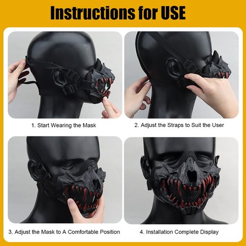 Yzpacc Airsoft Half Face Masks Tactical Face Protection Mesh Mask for Halloween Paintball CS Hunting