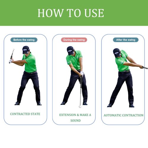 WIGERLON Retractable Golf Swing Training aid,Golf Swing Practice Stick,Golf Grip Trainer,Golf Swing aid for Warm-up,Click Stick Golf Trainer for Right Handed
