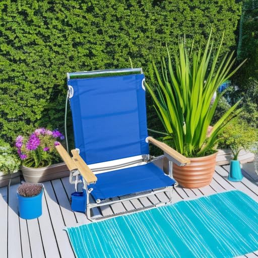 Rio Beach Classic 5-Position Lay-Flat Folding Beach Chair - Pacific Blue