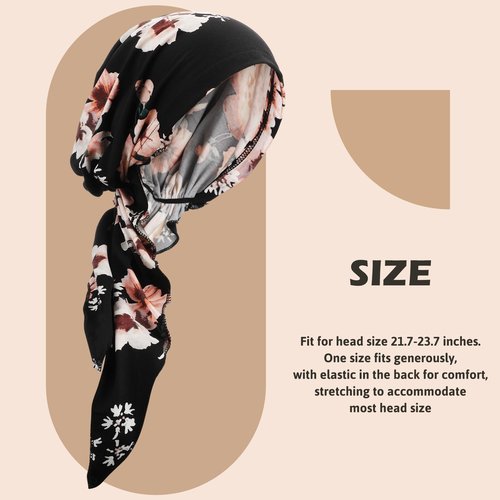 Halfchet 8 Pcs Chemo Headwear for Women Pre Tied Cancer Scarf Caps Soft Cotton Elastic Head Scarf Turbans for Patients Hair Loss Cover Hat
