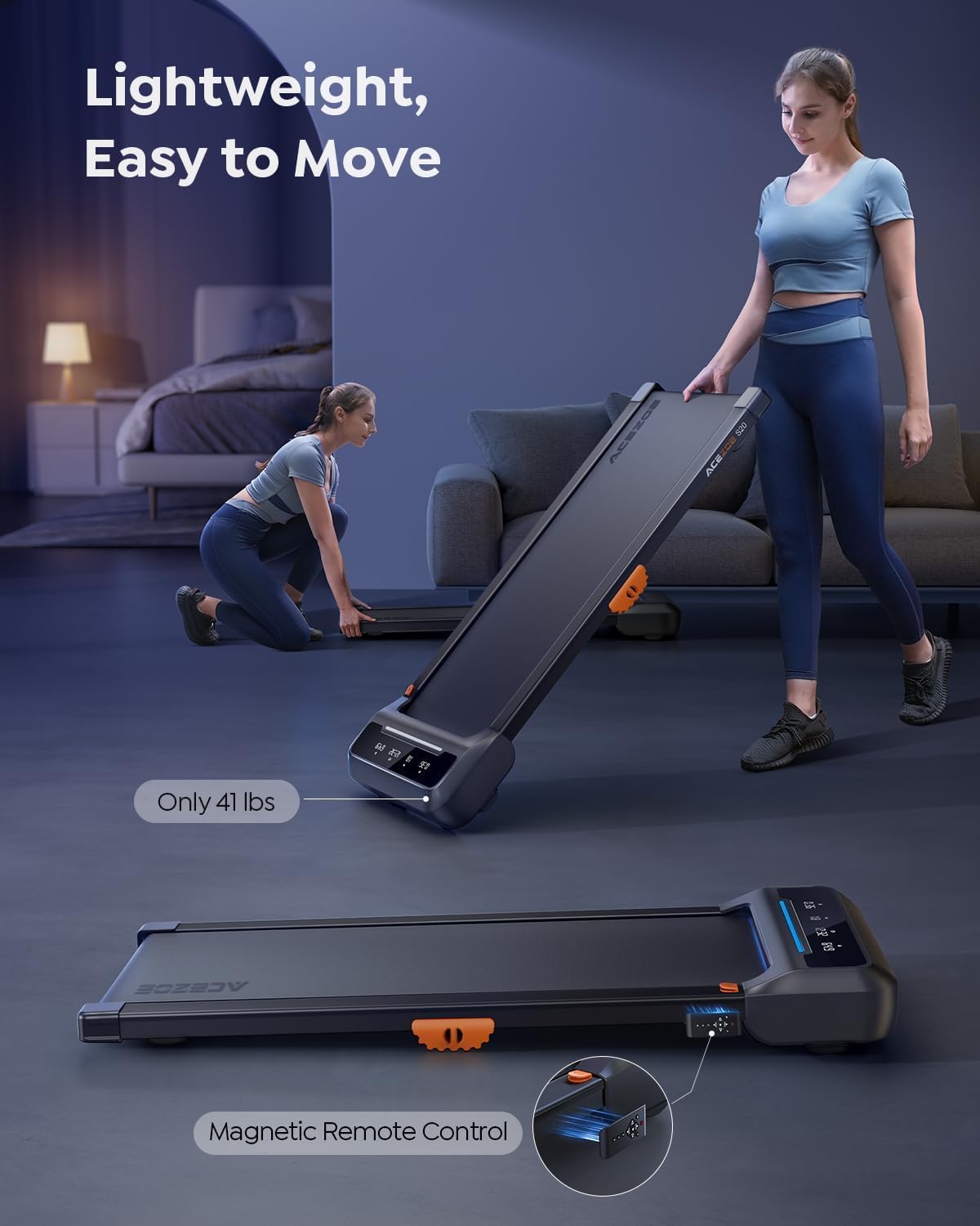 Walking Pad Treadmill - Compact Under Desk Design with 10% Incline | 285lbs Capacity, APP/Remote Control