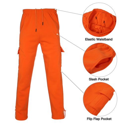 Nothinchan Men's Tracksuit 2 Piece Thick Warm Sweatsuit Set Sweatpants and Hoodie Fleece Athletic Jogging Suits With Pockets(Orange,5XL)