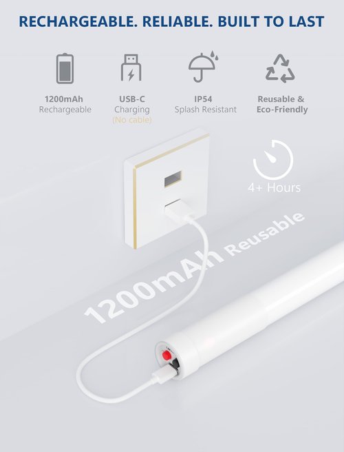 TakThree Smart LED Glow Stick, Rechargeable Light Stick, Button or App Controlled, Music Synced, DIY Light Effects, IP54 Waterproof, Perfect for Parties, Festivals, Concerts
