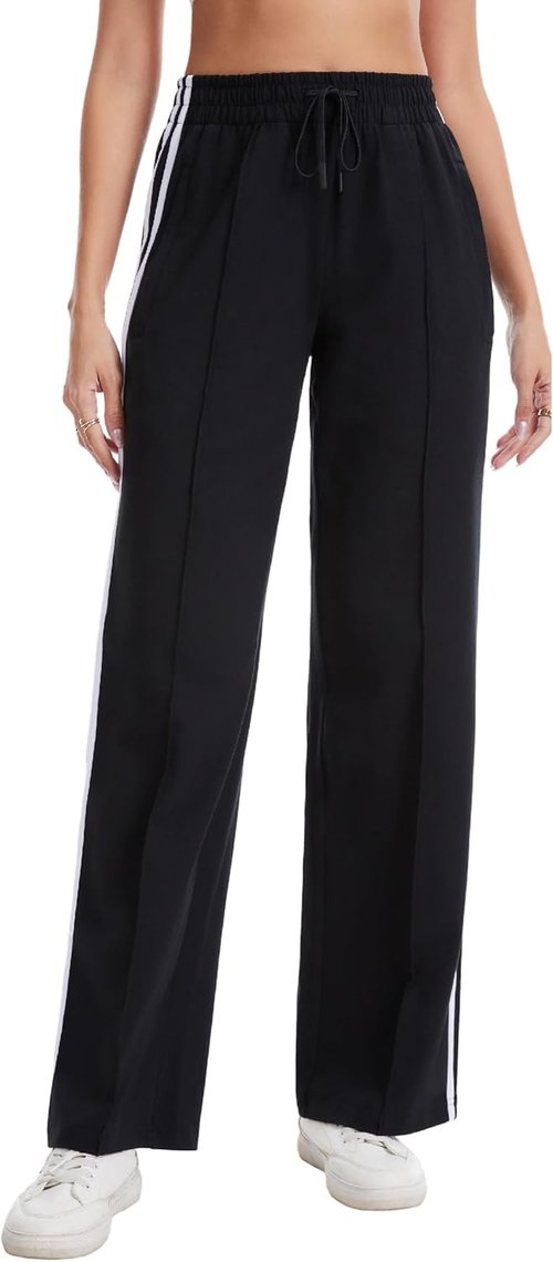 Houmous Cotton Sweatpants - Women's Wide Leg Lounge Pants with Stretch & Zip Pockets | Athletic Fit