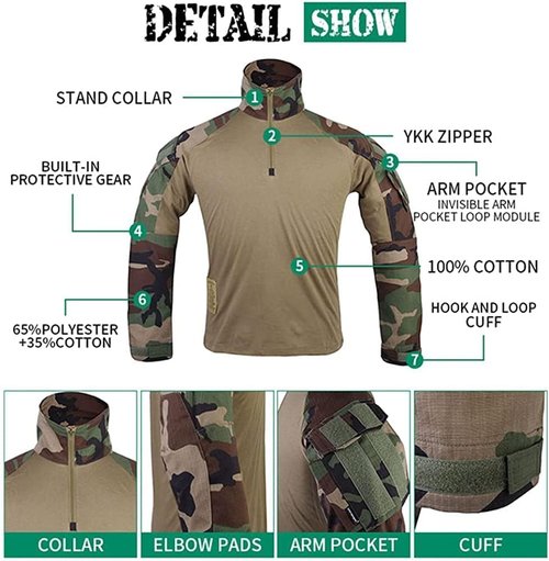 EMERSONGEAR Tactical Shirt - Gen3 Quick Dry Long Sleeve BDU for Airsoft & Paintball | Men's Combat Top