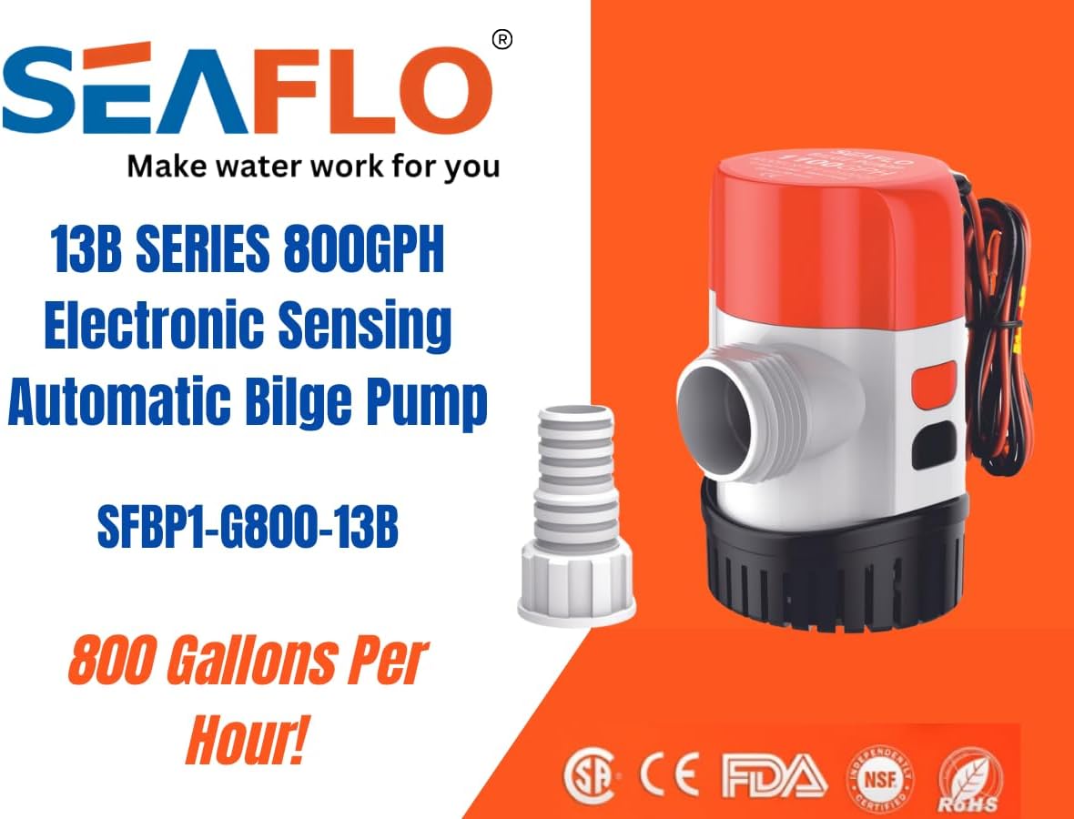 SEAFLO 12V 800 GPH Automatic Water Sensing Bilge Pump - Reliable Marine Drainage Solution