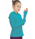 Girls Long Sleeve Shirt Hoodies SPF Active Tee Workout Running Yoga Pullover Tops with Thumb Holes Blue 7-8years