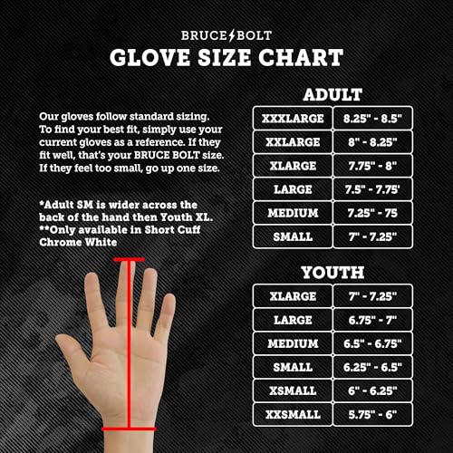 Bruce Bolt Original Series Short Cuff Batting Gloves White X-Large Adult & Youth