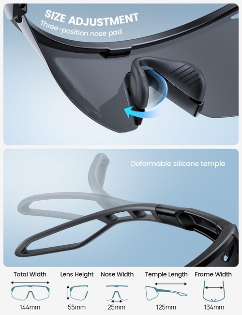 Lamicall Polarized Sports Sunglasses for Men Women, Black+Red