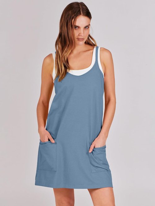 ANRABESS Athletic Dress - Summer Tennis Mini Romper with Built-In Shorts for Active Travel & Workouts
