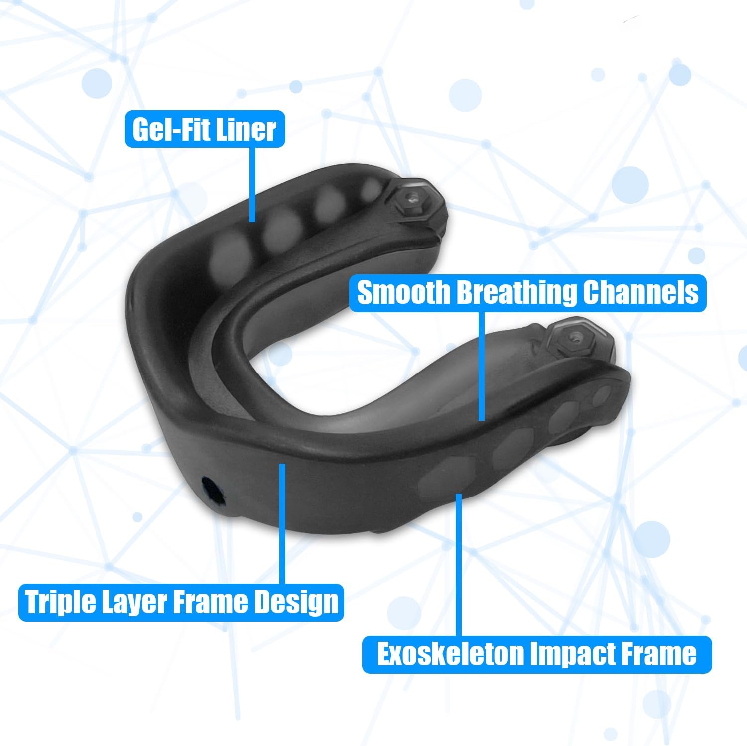 Skiennix Sports Mouth Guard - 2 Pack for Kids | Includes Strap & Box for Football, Basketball, MMA