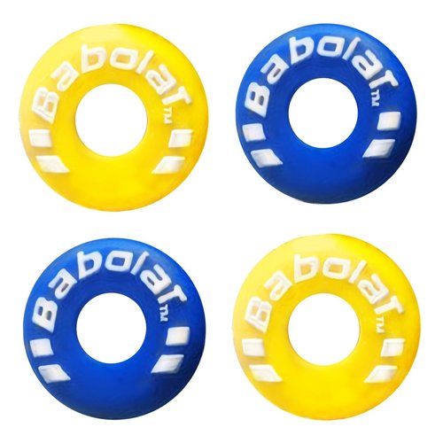 XIXILINRUIYUN 4 Piece Rubber Tire Shape Vibration Dampener Perdurable Tennis Racket Shock Absorber Soft Tennis Accessory Great for Tennis Players (Blue&Yellow)
