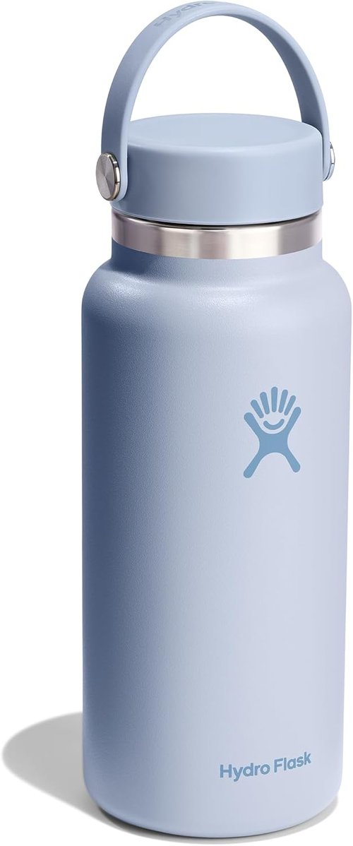 Hydro Flask Water Bottle - Insulated Stainless Steel - 32 Oz Wide Mouth Flex Lid in Surf Blue