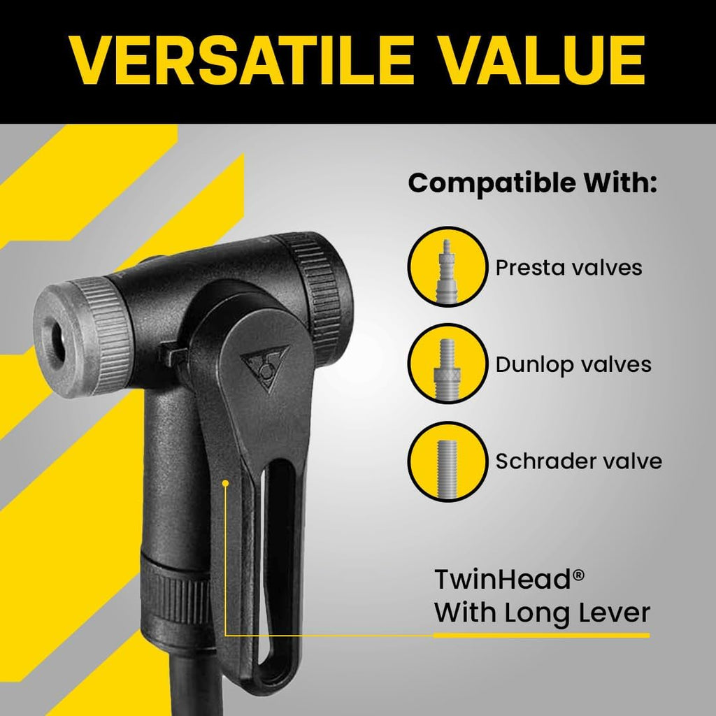 Topeak JoeBlow Sport III High-Pressure Bike Floor Pump - 160 PSI, Durable Steel, Ergonomic Design, Fits All Valves